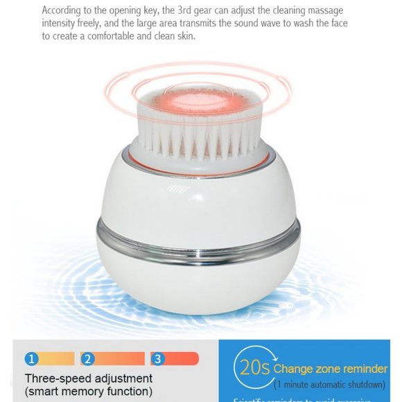 Electric Rechargeable Sonic Scrubber Silicone Facial Cleansing Brush For Face - Picture 3 of 14